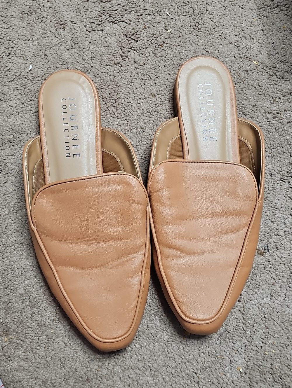 Journee Collection Tan Slip-On Pointed Mules